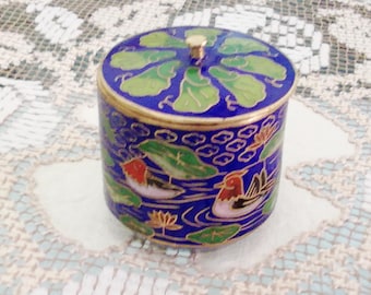 Vintage Cloisonné Miniature Pot: Handcrafted Enamel Trinket Box