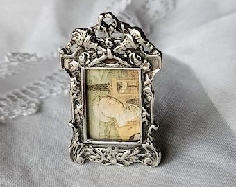 Marco miniatura Art Nouveau de plata esterlina – Decoración vintage de colección