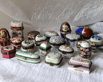 Vintage French Porcelain Art Pill Box Collection Romantic Ring Gift Boxes
