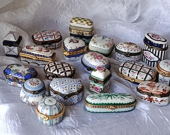 Vintage French Porcelain Art Pill Box Collection Romantic Ring Gift Boxes