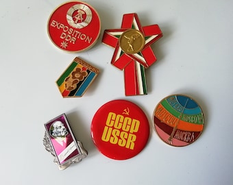 Vintage UdSSR Pin-Sammlung: Kultige kommunistische Erinnerungsstücke