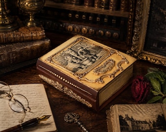 Handmade Wooden Book Box, Faux Book Keepsake Storage, Vintage Library Decor