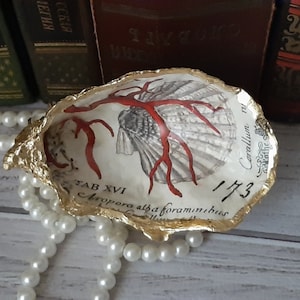 Plat de coquille d&#39;huître d&#39;or Petit plat de bijoux/bagues Porte-bijoux de coquillage Plat de découpage Ornements de coquille d&#39;huître Décor côtier