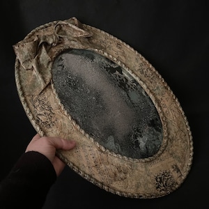Handcrafted antique-style distressed wall mirror Etched mirror Ornate wall mirror Decorative mirror handmade antiqued Old fashioned mirror