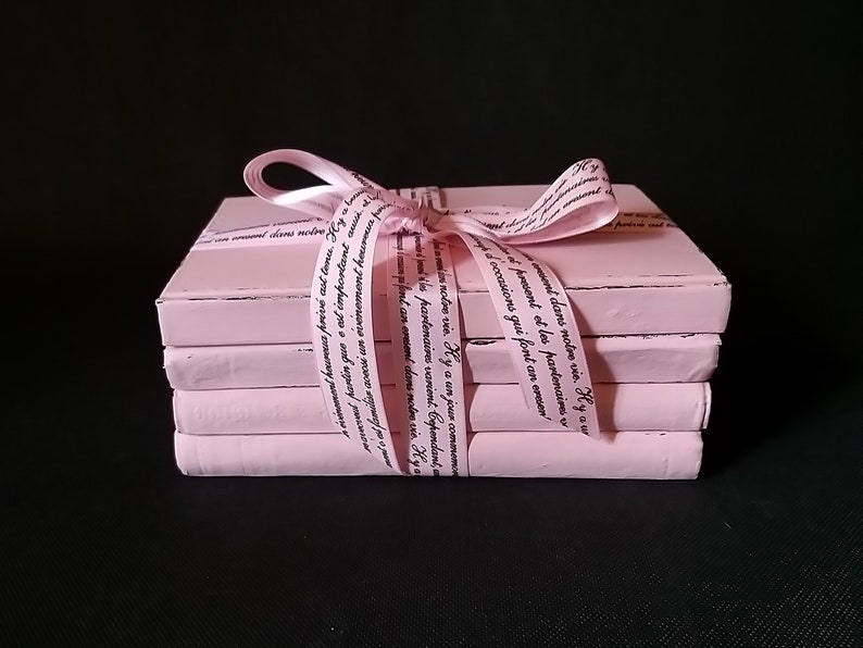 Pale Pink Books Hand Painted Books Shabby Chic Books Etsy