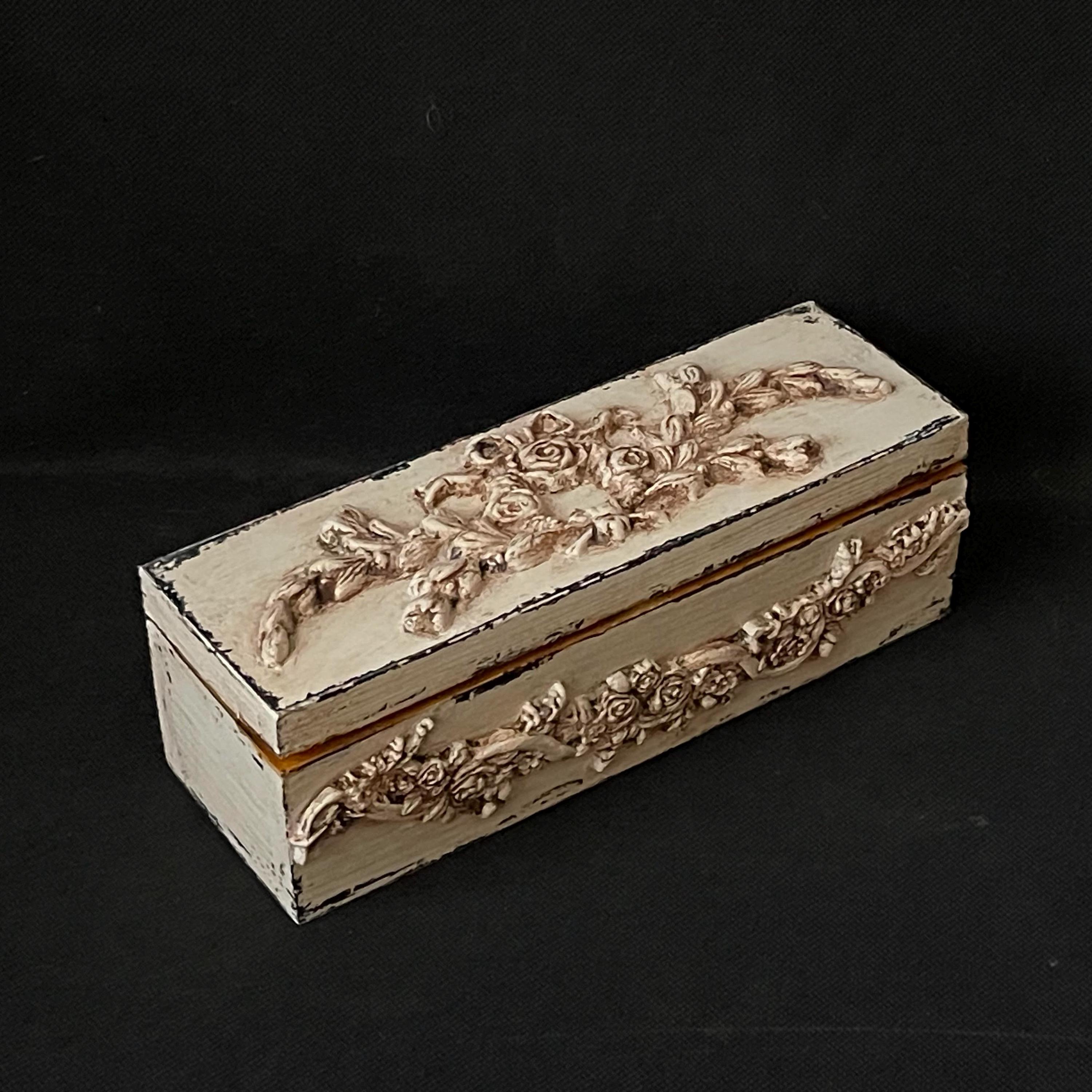 Hand-painted Rose Keepsake Box: Shabby Chic Jewelry Storage - Etsy