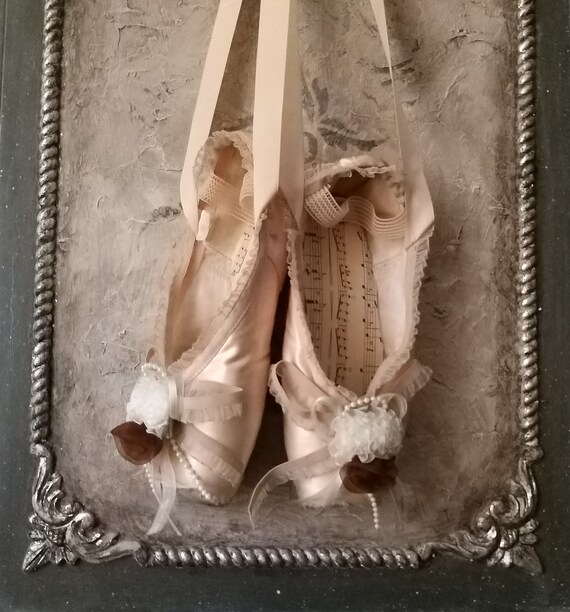 Altered Vintage Pointe Ballet Shoes Decorated Pointe Shoes Etsy
