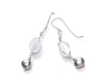 Argentium Silver Slotted Oval And Pearl Earrings Kit - Self Assembly Earrings Kit - Jewellery Kit -
