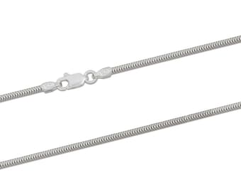 Solid Silver Snake Chain - 1.6mm thick - Sterling 925 Silver - Hand Assembled in UK - Solid Silver Gift - 100% Recycled Silver
