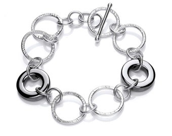 Argentium Silver Endless Circles Bracelet Kit With Hematite Rings - Self Assembly Bracelet Kit - Jewellery Kit -