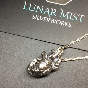 Hallmarked Solid Sterling Silver anatomical heart Pendant- Hand Crafted - Solid 925 Sterling Silver - 100% Recycled Silver