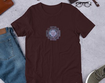 Yoga T-Shirt with Sri Yantra Mandala Painting