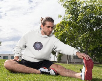 Hoodie with print of Hand Painted Sri Yantra Design | Mens Yoga Hoodie