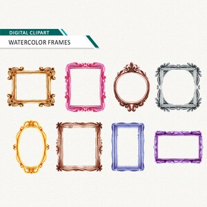 Photo frame clipart Watercolor frame Digital Borders
