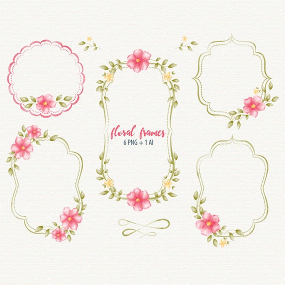 Floral frame clipart Wedding borders Watercolor clip art | Etsy
