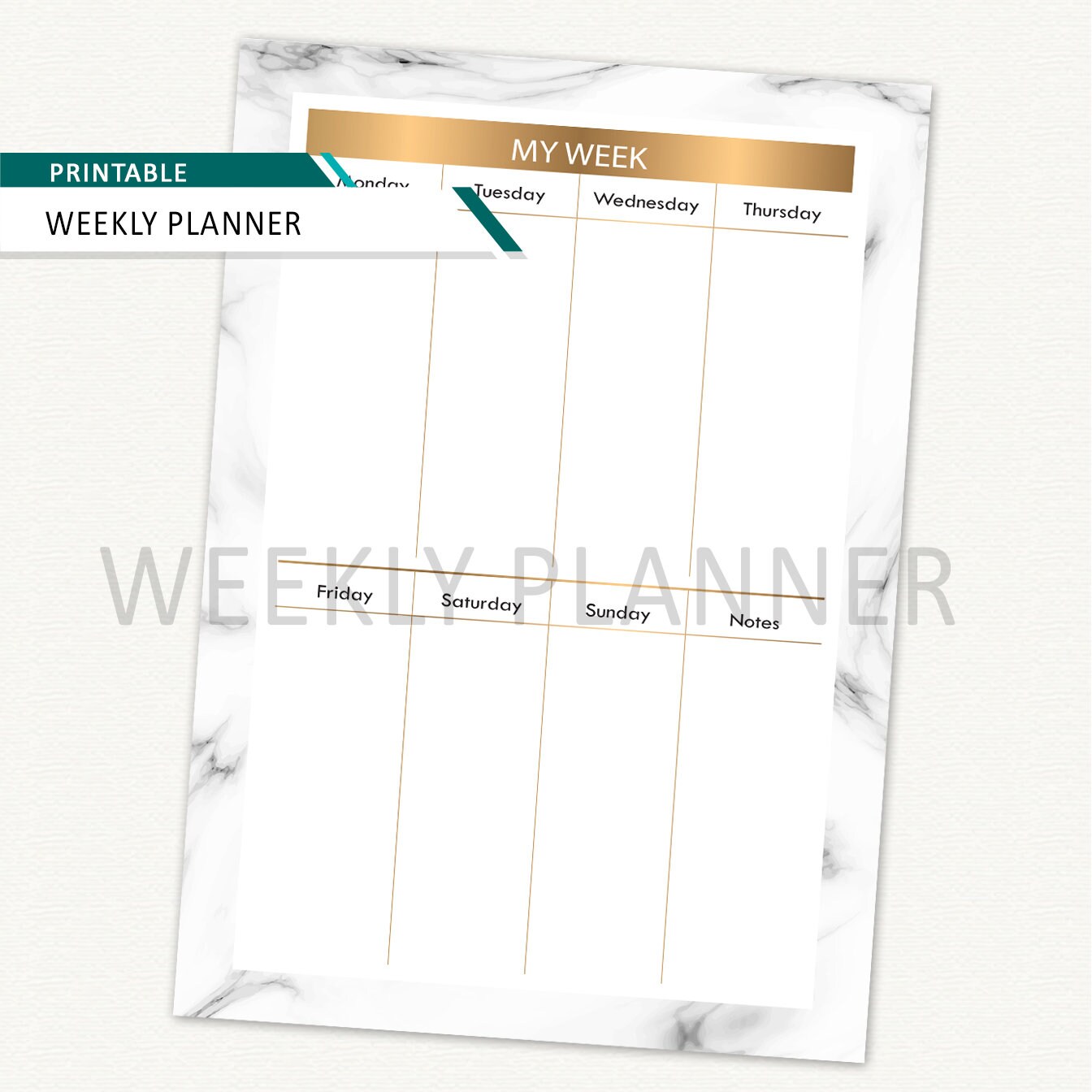 Marble Weekly Planner Printable Daily Planner A4 Digital File - Etsy