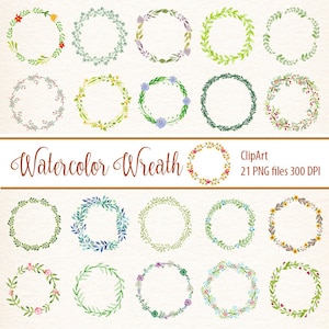 Wreath clipart Watercolor Flower Wreath floral wreath clipart leave wreath Green Leaves Wreaths watercolor wreath