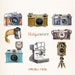 Vintage camera clipart Retro watercolor cameras Photo Film Vector Clipart 