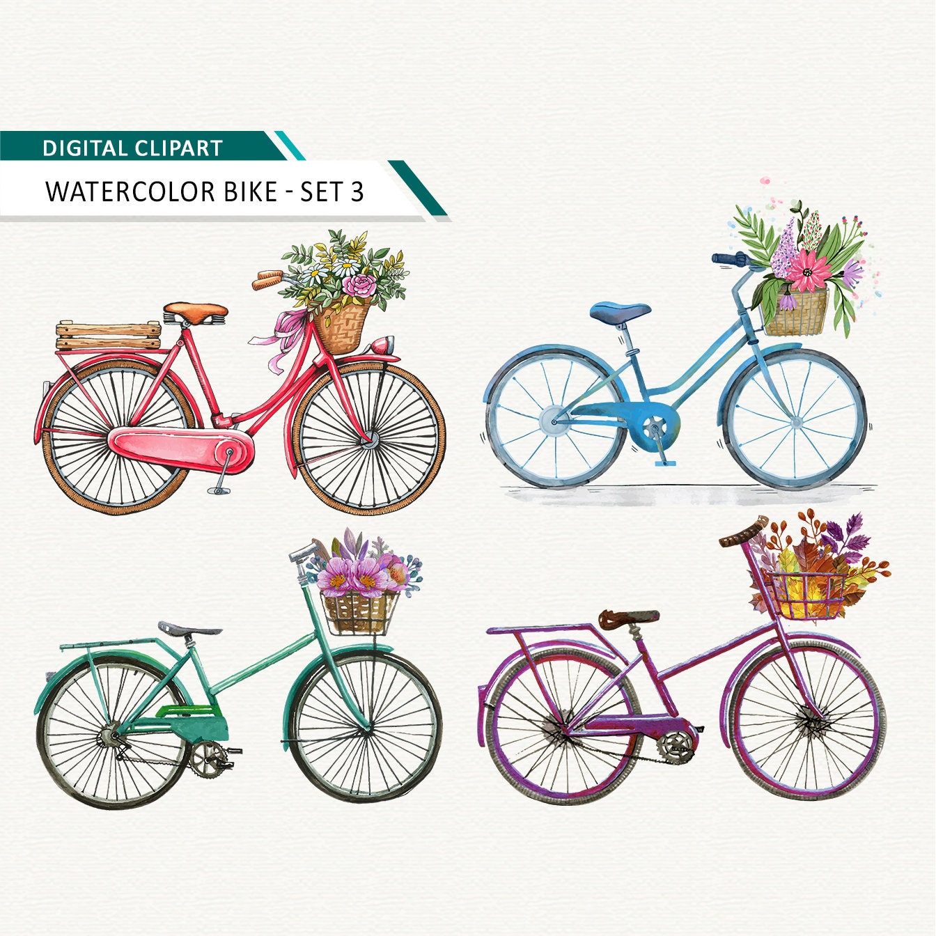 Aquarell Fahrrad Clip Art Clipart Aquarell Fahrräder ...