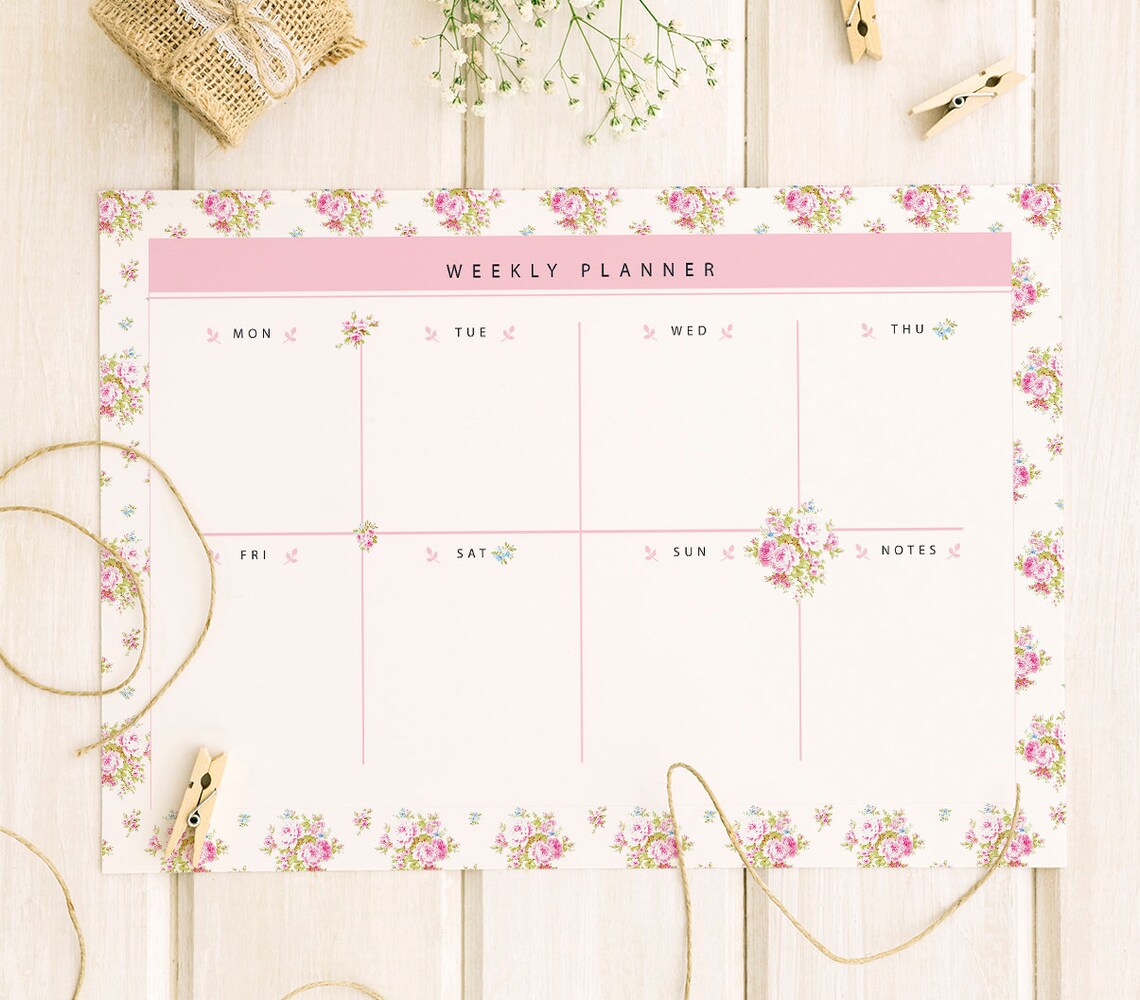 Shabby Chic Planner Printable Weekly Planner Temple Digital - Etsy