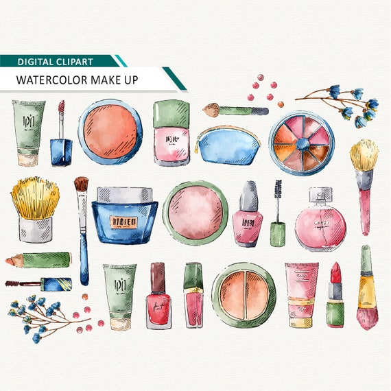 Make up clipart Watercolor cosmetic clipart Beauty clipart Fashion accessories Vector makeup Lipstick clip art