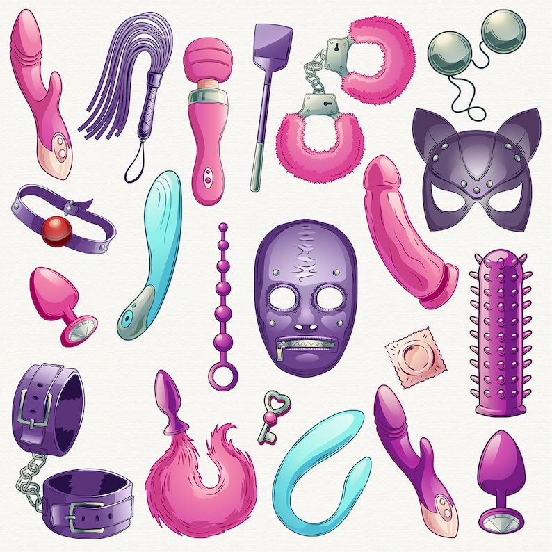Imágenes prediseñadas de juguetes sexuales, juguetes íntimos, juego sexual, consolador, tapón, flogger, fetiche, imágenes prediseñadas de falo, descarga instantánea, bdsm imagen 2