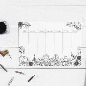 Weekly Planner Printable Floral Coloring Planner Sunday Start Ans ...