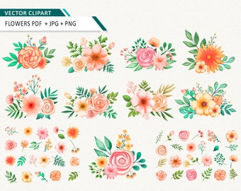 Watercolor rose clipart Vector floral clip art for commercial use OK watercolor flowers digital graphics