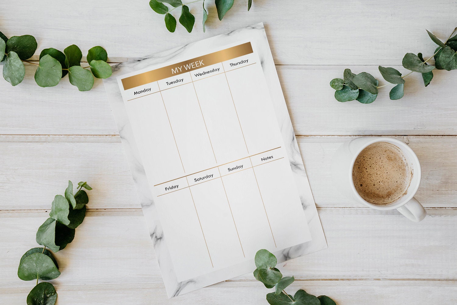 Marble Weekly Planner Printable Daily Planner A4 Digital File - Etsy