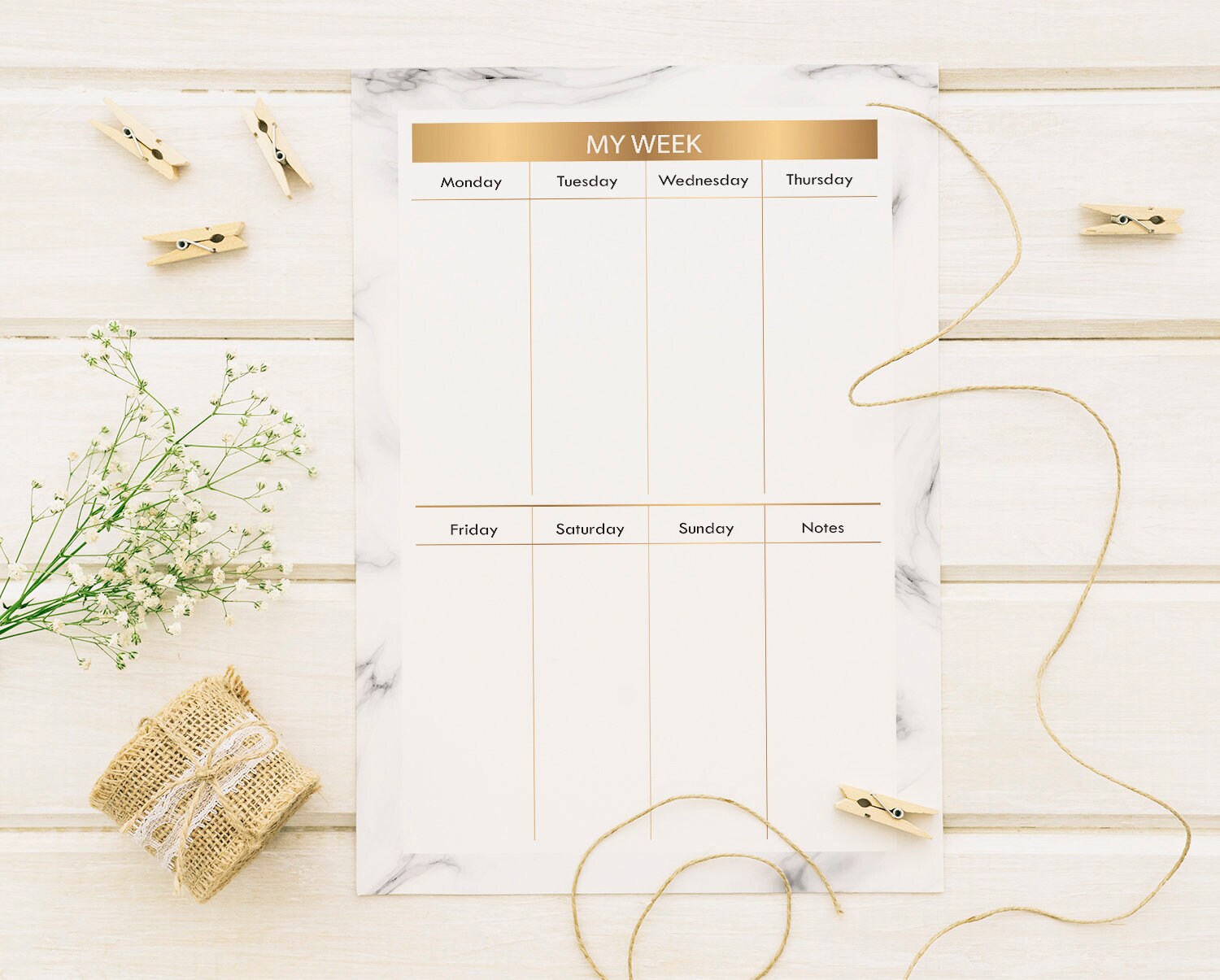 Marble Weekly Planner Printable Daily Planner A4 Digital File - Etsy