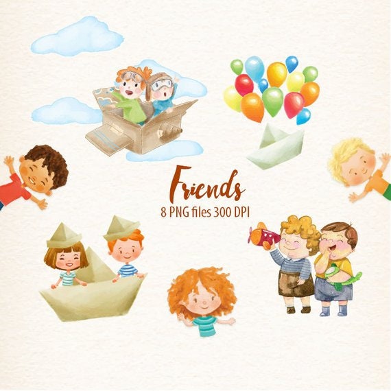 Kind Kinder Kinder Clipart Aquarell Kinder Kinder Spiel Etsy