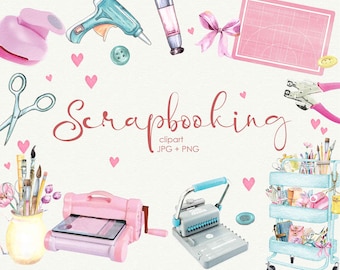 Scrapbook Tools Clipart, Craft Tools Clipart, big shot Clipart, Office Clipart, акварельный клипарт Scrapbook Girl мгновенная загрузка