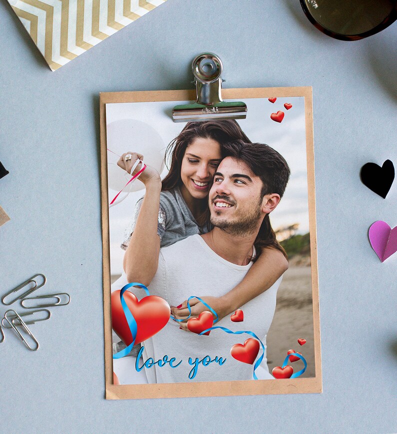 Love You Photo Frame Valentine Digital Photo Overlay Download Etsy