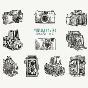 Hand Draw Camera ClipartVintage Photo Camera Clipart instant download commercial use ok