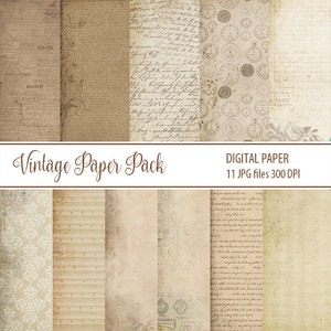 Vintage paper pack Old textures Vintage background Vintage printable Antique textures