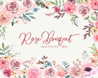 Roses clipart Watercolor graphic illustration floral clipart Instant download Commercial use OK - wedding Flowers Printable