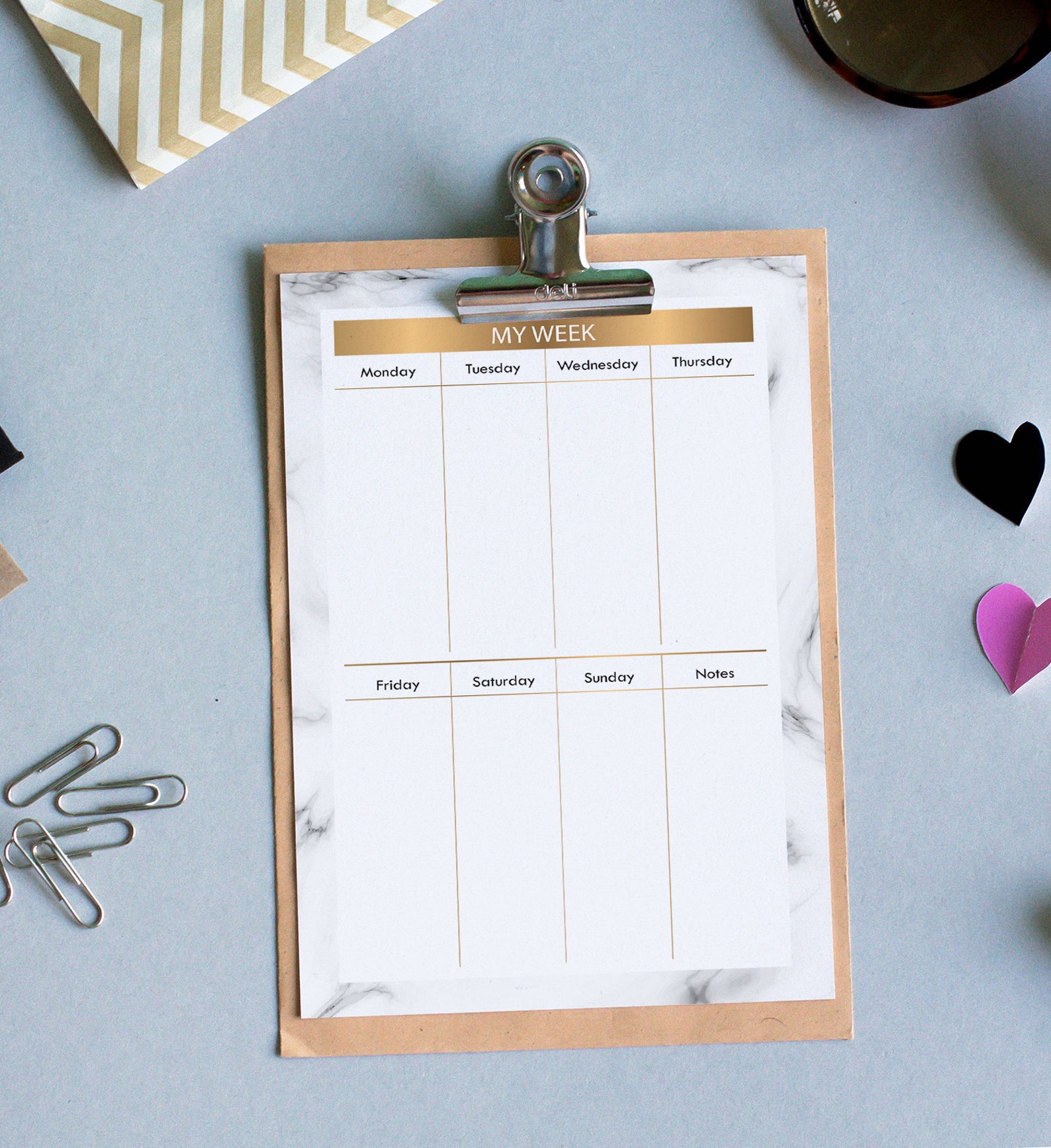 Marble Weekly Planner Printable Daily Planner A4 Digital File - Etsy