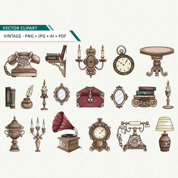 Vintage elements clipart Digital stickers instant download