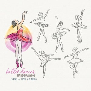 Watercolor Ballerina clipart Ballet vector clipart Dancer Girl Dancing Ballet commercial use ok