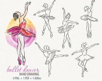 Watercolor Ballerina clipart Ballet vector clipart Dancer Girl Dancing Ballet commercial use ok