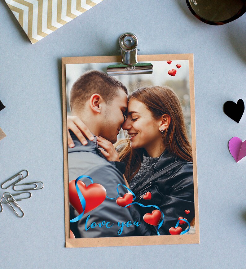 Love You Photo Frame Valentine Digital Photo Overlay Download Etsy