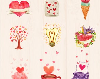 Valentines Clipart vector clipart Love Clip Art Romantisch hart voor haar Crush In Love Love Letters Planner