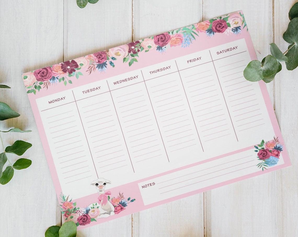 Weekly Planner Printable Floral Weekly Calendar Alpaca - Etsy