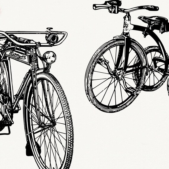 Vintage Bicycle Clipart Bike Hand 
