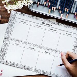Weekly Planner Printable Coloring Weekly Calendar Doodle Template Daily ...