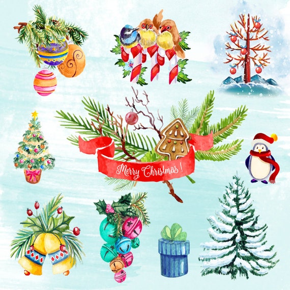 Weihnachten Clipart Weihnachten Clip Art Urlaub Illustration | Etsy