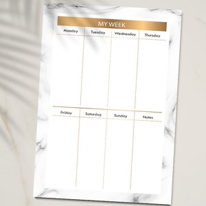 Marble Weekly Planner Printable Daily Planner A4 Digital File - Etsy