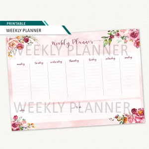 Weekly Planner Floral Planner Printable Weekly Calendar Template Daily ...