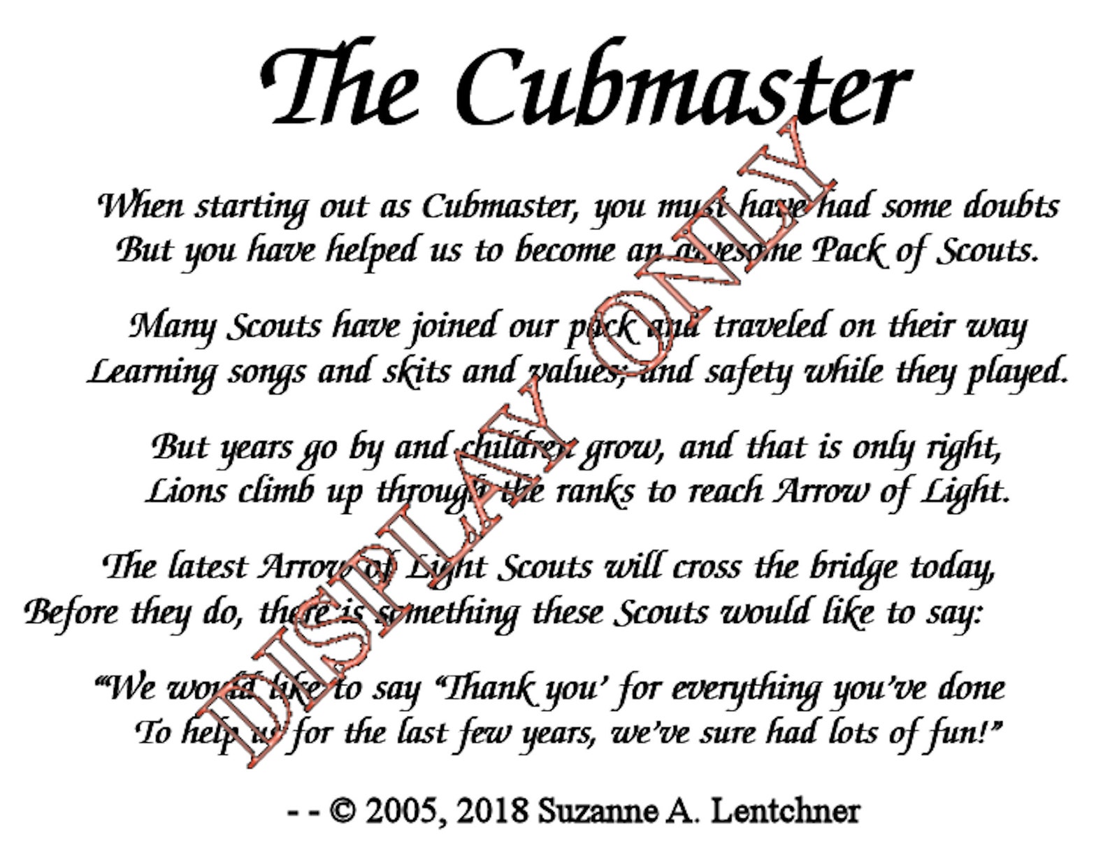 Cub Scout Leader Thank You Poem – NYJFA