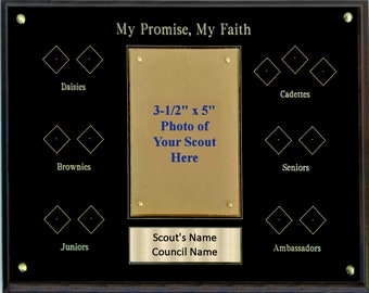 My Promise, My Faith Award Plaque, Girl Scout Award Plaque, Girl Scout Religious Pins Display, My Faith Pin Display Scout Religious Pins